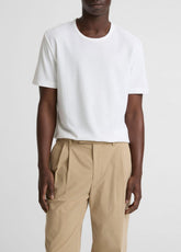 Pima Cotton Piqué Crew Neck T-Shirt in Short Sleeve - OPTIC WHITE