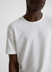 Pima Cotton Piqué Crew Neck T-Shirt in Short Sleeve - OPTIC WHITE