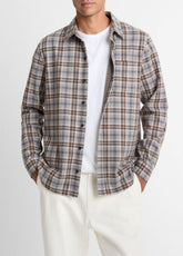 Plaid Cotton-Blend Shirt Jacket in Shirt Jackets - HEATHER FOG COMBO