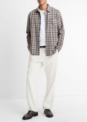 Plaid Cotton-Blend Shirt Jacket in Shirt Jackets - HEATHER FOG COMBO
