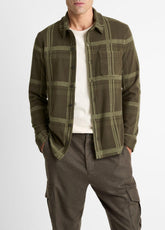 Plaid Cotton-Blend Shirt Jacket in Shirt Jackets - DARK LEAF COMBO