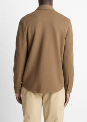 Double-Knit Cotton-Blend Piqué Shirt Jacket in Shirt Jackets - HIGHLANDS/MEDIUM HEATHER GREY