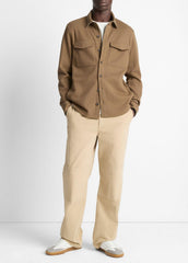 Double-Knit Cotton-Blend Piqué Shirt Jacket in Shirt Jackets - HIGHLANDS/MEDIUM HEATHER GREY