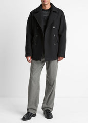 Italian Wool-Blend Peacoat in Coats - BLACK