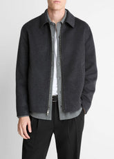 Splittable Wool-Blend Zip-Front Jacket in Jackets - HEATHER BLACK