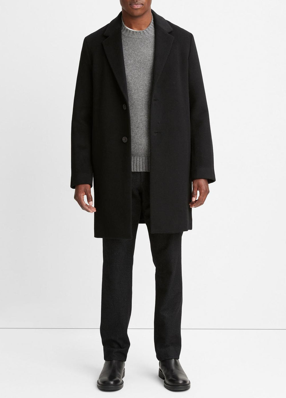 Classic Italian Wool-Blend Coat in Jackets & Outerwear - BLACK