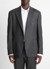 Wool-Silk Flannel Relaxed Sport Coat in Blazers - CHARCOAL