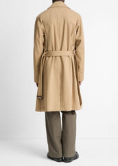 Italian Cotton Double-Breasted Trench Coat in Coats - LIGHT BEACHWOOD