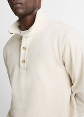 Cotton Button Mock-Neck Pullover in Sweatshirts & Hoodies - HEATHER BONE