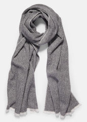 Herringbone Cashmere Scarf in Scarves & Hats - WHITE/BLACK
