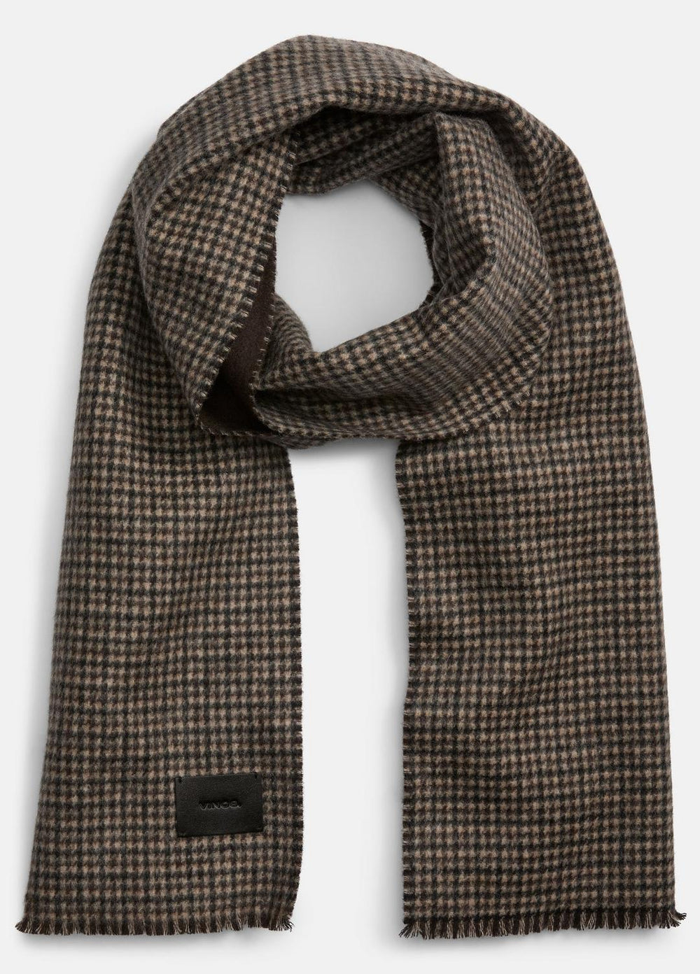 Double-Face Houndstooth Wool-Cashmere Scarf in Scarves & Hats - BROWN