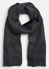 Double-Face Plaid Wool-Cashmere Scarf in Scarves & Hats - COASTAL BLUE/MEDIUM HEATHER GREY