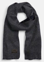 Double-Face Plaid Wool-Cashmere Scarf in Scarves & Hats - COASTAL BLUE/MEDIUM HEATHER GREY