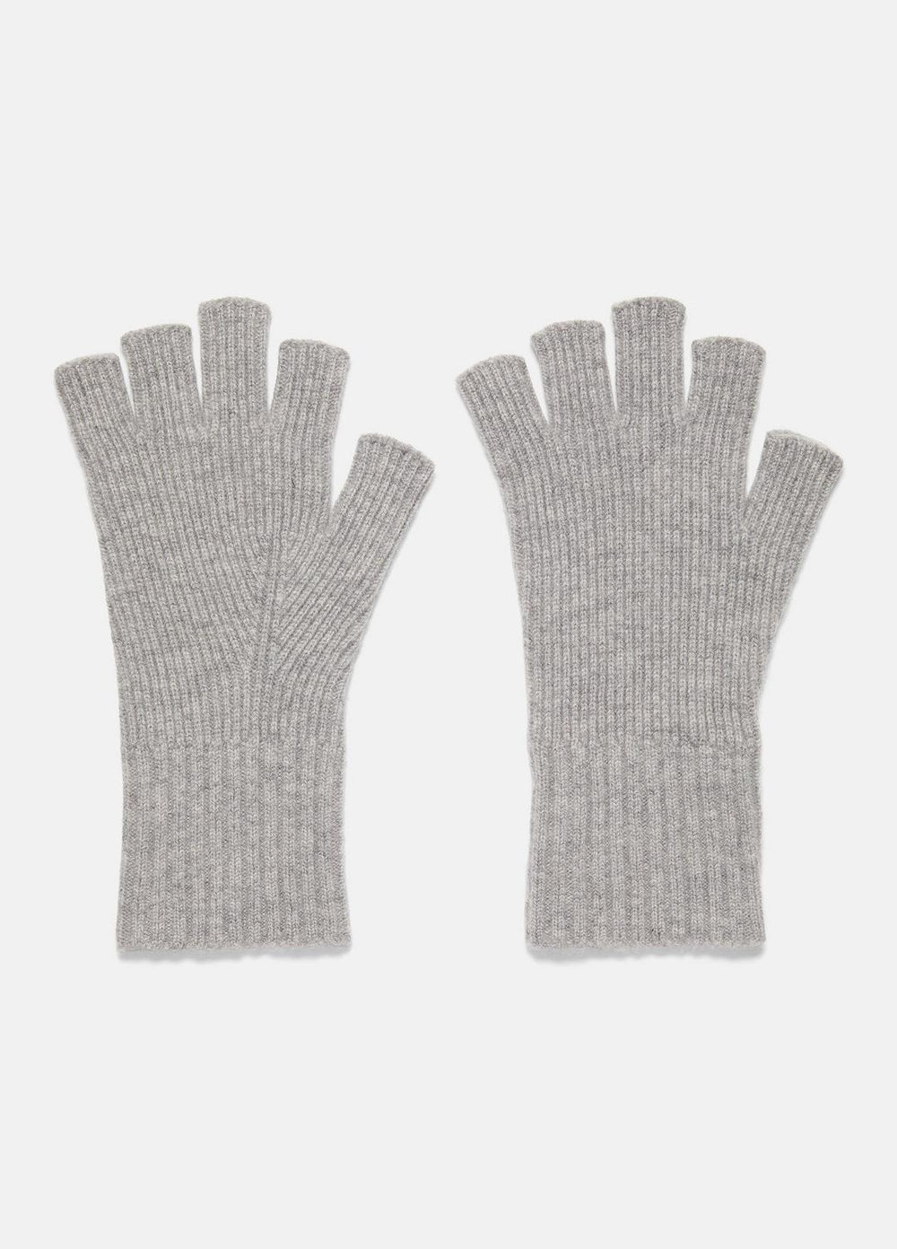 Wool-Cashmere Rib-Knit Fingerless Glove in Gloves - HEATHER GREY