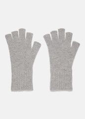 Wool-Cashmere Rib-Knit Fingerless Glove in Gloves - HEATHER GREY