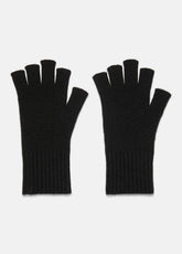 Wool-Cashmere Rib-Knit Fingerless Glove in Gloves - HEATHER BLACK