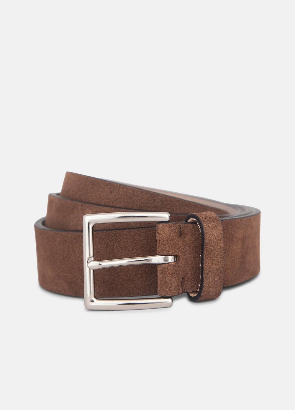 Men's 35mm Suede Belt in Belts - CHOCOLATE/PALLADIUM