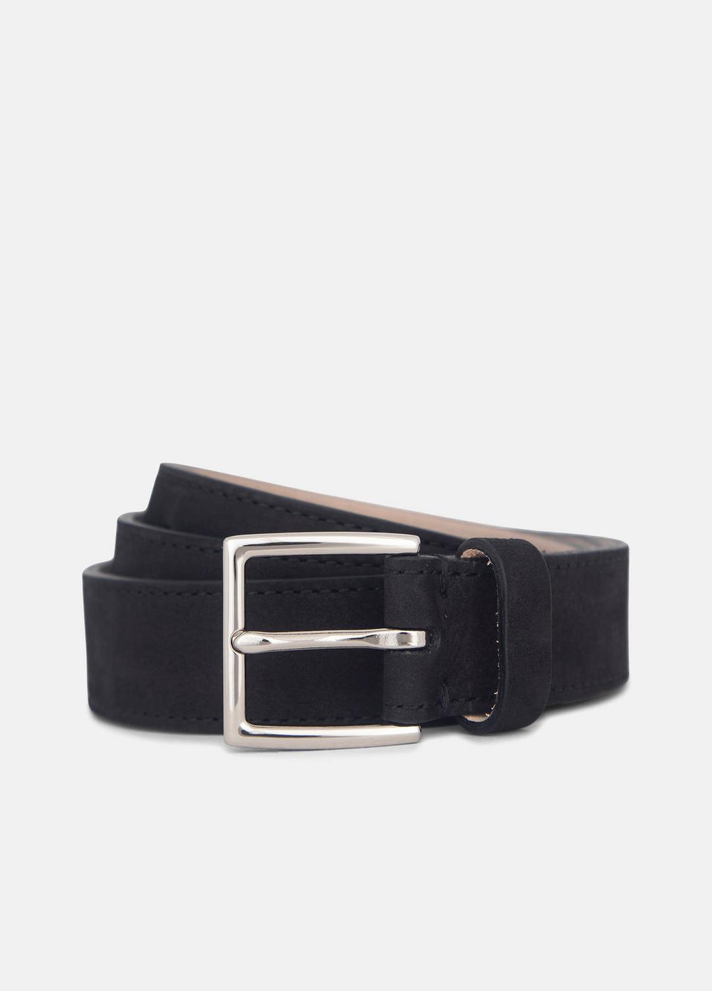 Men's 32mm Nubuck Leather Belt in Belts - BLACK/PALLADIUM