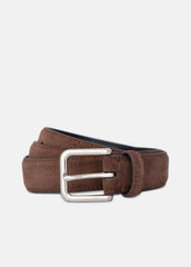 Men's 30mm Stitched Suede Belt in Belts - CHOCOLATE
