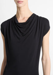 Jersey Draped Cowl-Neck Dress in Dresses & Skirts - BLACK