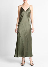 Paneled Satin Bias Slip Dress in Dresses & Skirts - HERBA