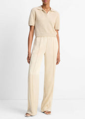 Ribbed Silk-Cotton Polo Sweater in Sweaters - PALE CANYON