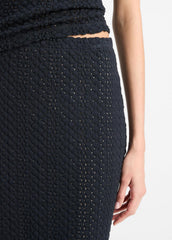 Textural Cotton Midi Skirt in Dresses & Skirts - COASTAL BLUE