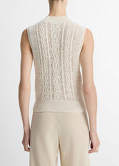 Cable Cotton-Blend Double-Layer Shell in Sweaters - OFF WHITE/GOLD CLIFF