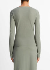 Cotton Crepe Jersey Cardigan in Shirts & Tees - CLAY SAGE