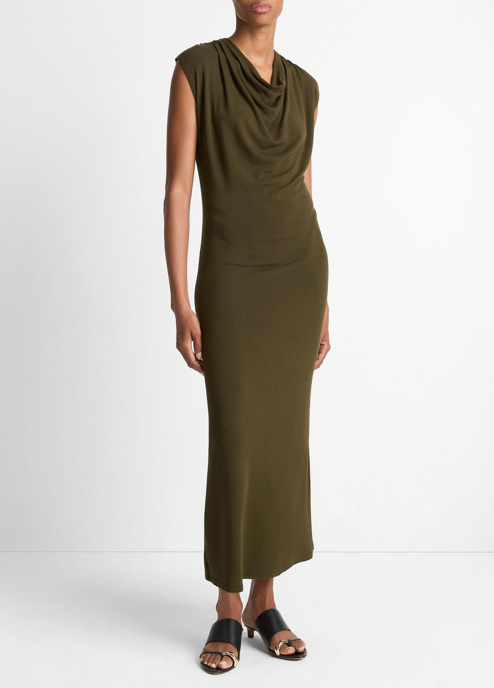 Jersey Draped Cowl-Neck Dress in Dresses & Skirts - VERDE