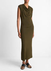 Jersey Draped Cowl-Neck Dress in Dresses & Skirts - VERDE