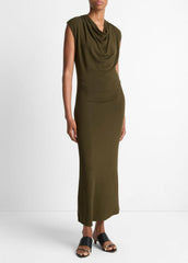 Jersey Draped Cowl-Neck Dress in Dresses & Skirts - VERDE