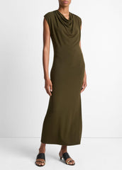Jersey Draped Cowl-Neck Dress in Dresses & Skirts - VERDE