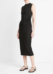 Sleeveless Gathered-Waist Dress in Dresses & Skirts - BLACK