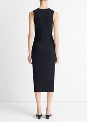 Ribbed Cotton-Blend Button-Front Dress in Dresses & Skirts - COASTAL BLUE