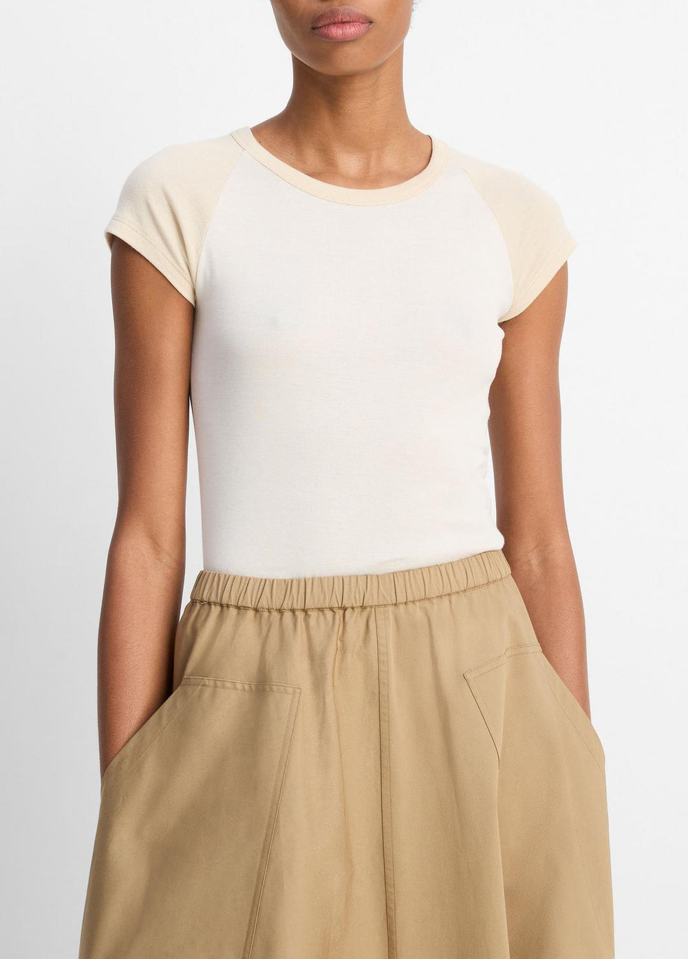 Colorblock Pima Cotton Raglan T-Shirt in Shirts & Tees - OAT SHELL COMBO