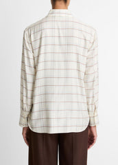Checked Plaid Button-Front Shirt in Shirts & Tees - CREAM MULTI