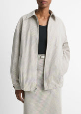 Gardener's Check Cotton Oversized Bomber Jacket in Jackets & Outerwear - STONE/TAN