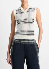 Featherweight Plaid Wool Sweater Vest in Sweaters - OFF WHITE/COASTAL BLUE