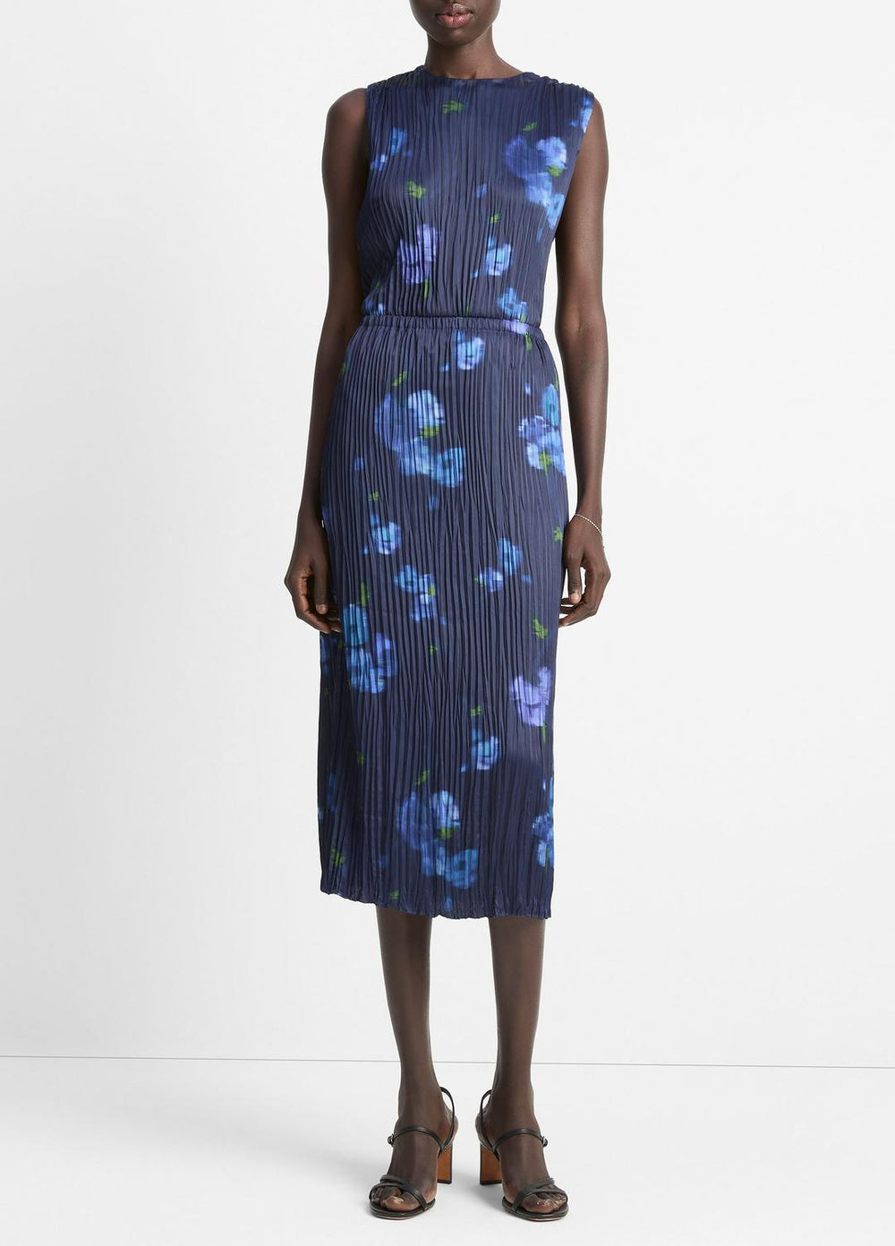 Poppy Blur Crushed Satin Column Skirt in Dresses & Skirts - MIDNIGHT
