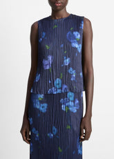 Poppy Blur Crushed Satin Shell in Shirts & Tees - MIDNIGHT