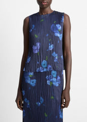 Poppy Blur Crushed Satin Shell in Shirts & Tees - MIDNIGHT