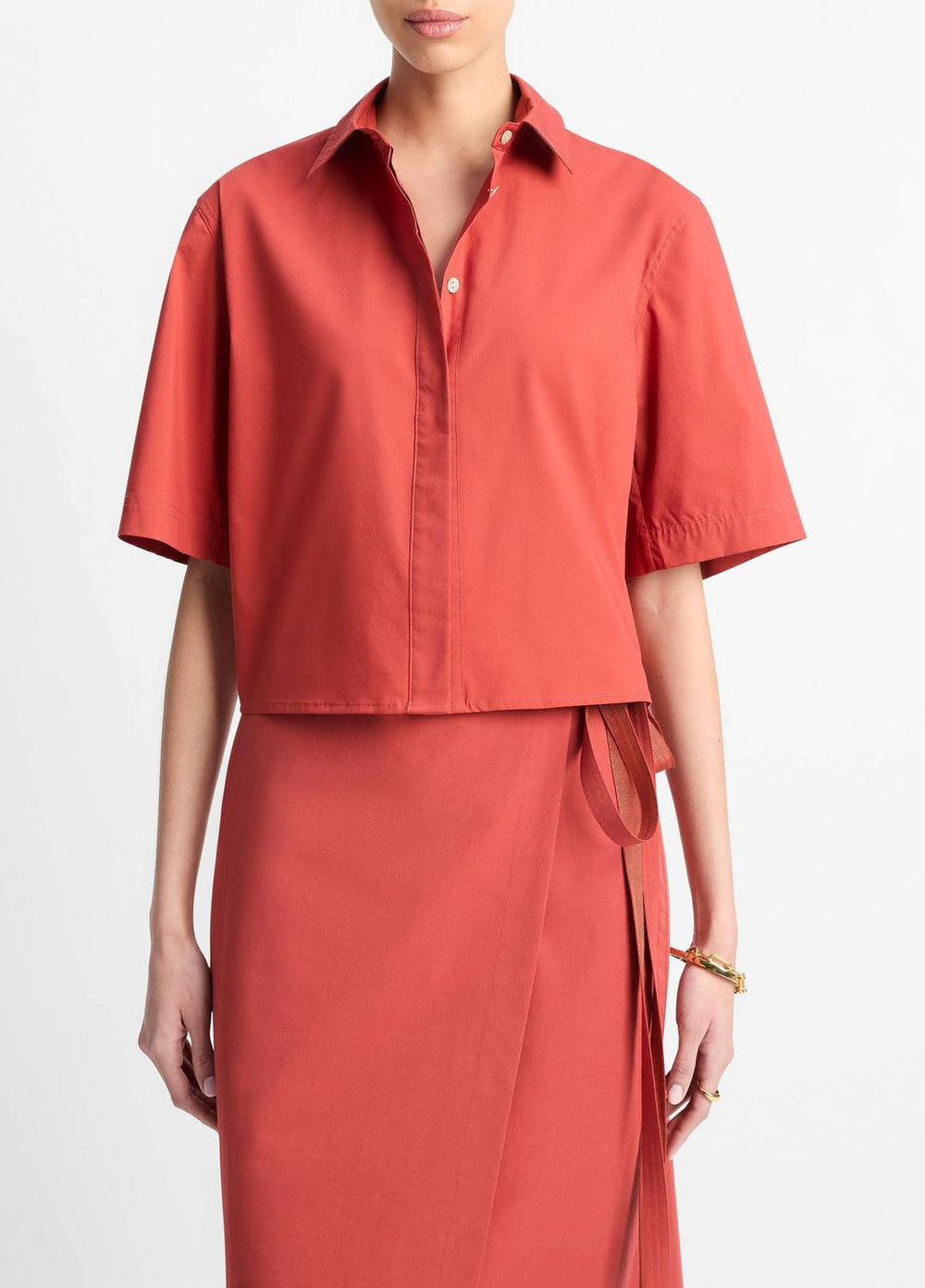 Cotton Short-Sleeve Cropped Shirt in Shirts & Tees - BRICK ROSE