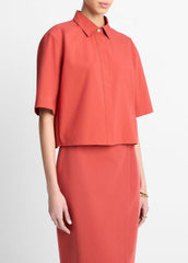 Cotton Short-Sleeve Cropped Shirt in Shirts & Tees - BRICK ROSE