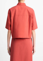 Cotton Short-Sleeve Cropped Shirt in Shirts & Tees - BRICK ROSE