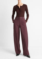 Wool Long-Sleeve Henley in Shirts & Tees - CHERRY NIGHT