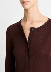 Wool Long-Sleeve Henley in Shirts & Tees - CHERRY NIGHT