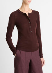Wool Long-Sleeve Henley in Shirts & Tees - CHERRY NIGHT
