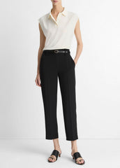 Matte Jersey Cap-Sleeve Polo Top in Shirts & Tees - IVORY