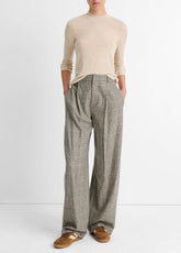 Wool Three-Quarter-Sleeve Mock-Neck Top in Shirts & Tees - LIGHT HEATHER ECRU
